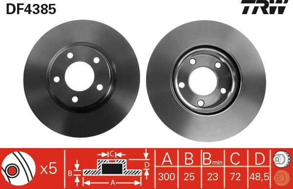 TRW DF4385 - Тормозной диск autospares.lv