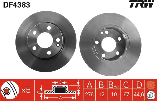 TRW DF4383 - Тормозной диск autospares.lv