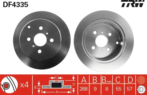 TRW DF4335 - Тормозной диск autospares.lv
