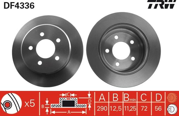 TRW DF4336 - Тормозной диск autospares.lv