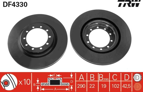 TRW DF4330 - Тормозной диск autospares.lv