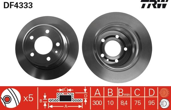 TRW DF4333 - Тормозной диск autospares.lv