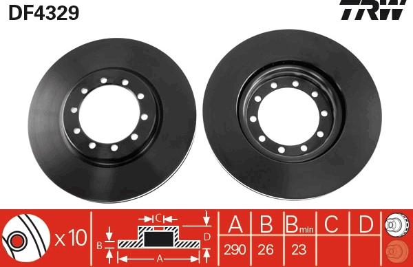 TRW DF4329 - Тормозной диск autospares.lv