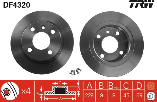 TRW DF4320 - Тормозной диск autospares.lv