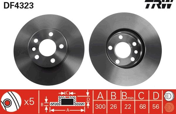 TRW DF4323 - Тормозной диск autospares.lv