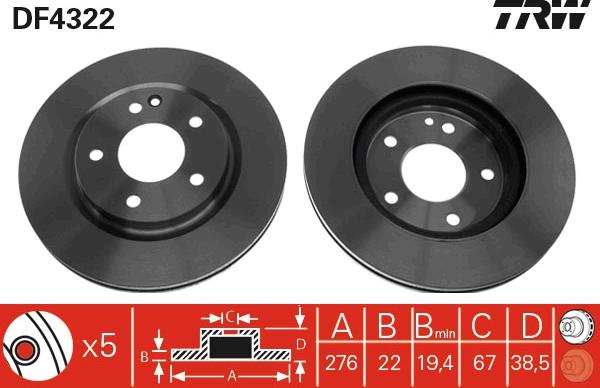 TRW DF4322 - Тормозной диск autospares.lv