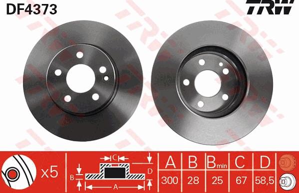 TRW DF4373 - Тормозной диск autospares.lv