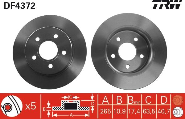 TRW DF4372 - Тормозной диск autospares.lv