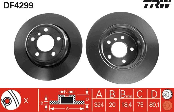 TRW DF4299 - Тормозной диск autospares.lv