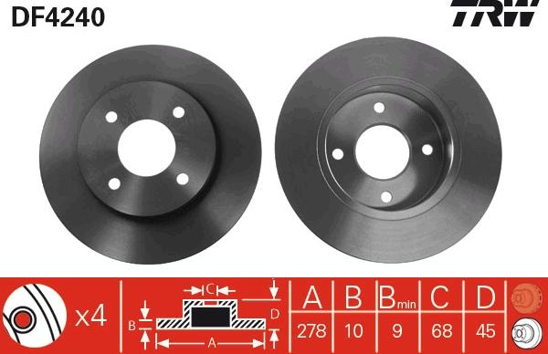 TRW DF4240 - Тормозной диск autospares.lv