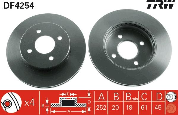 TRW DF4254 - Тормозной диск autospares.lv