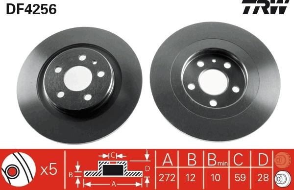 TRW DF4256 - Тормозной диск autospares.lv