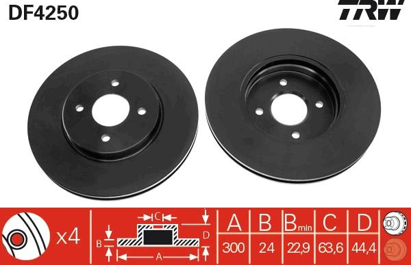 TRW DF4250 - Тормозной диск autospares.lv