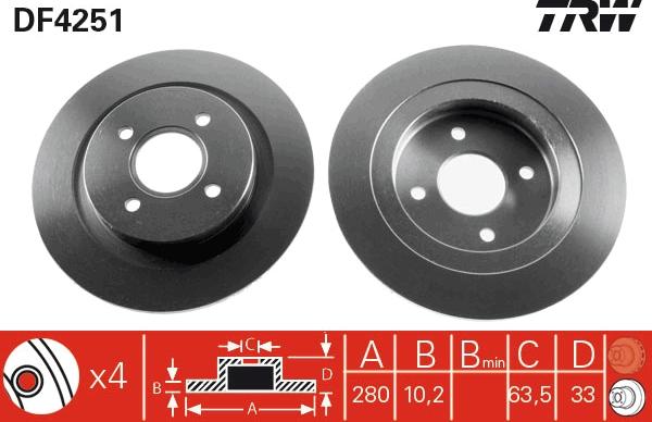 TRW DF4251 - Тормозной диск autospares.lv