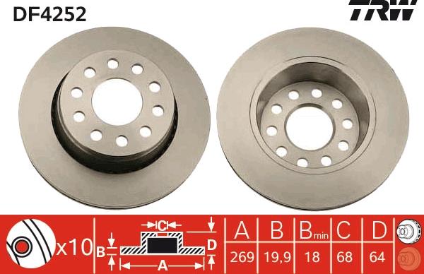 TRW DF4252 - Тормозной диск autospares.lv