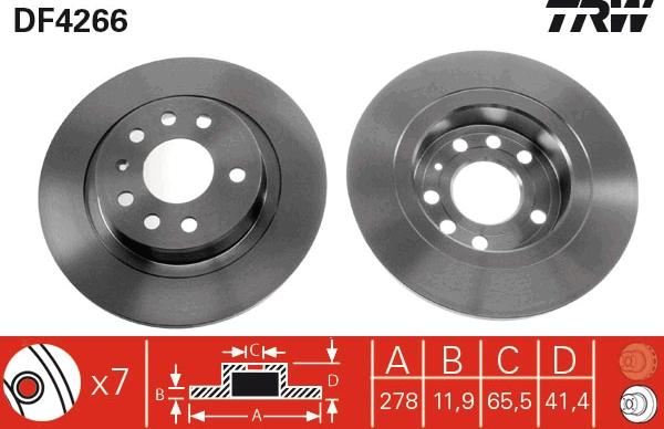 TRW DF4266 - Тормозной диск autospares.lv