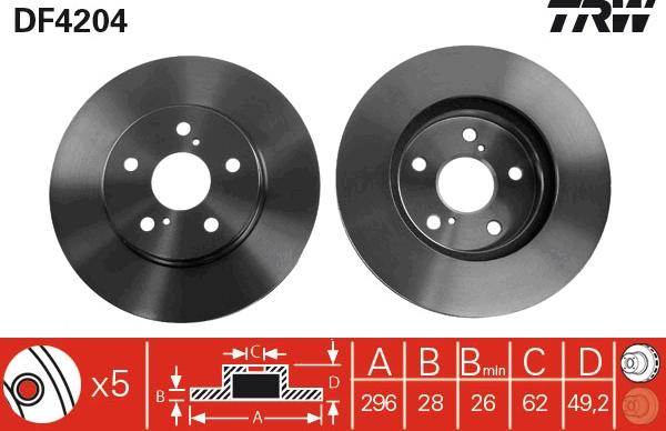 TRW DF4204 - Тормозной диск autospares.lv