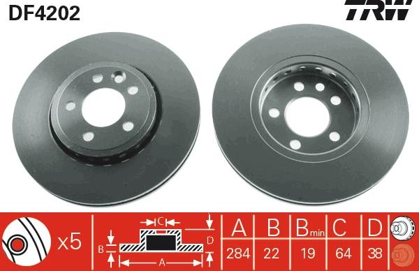 TRW DF4202 - Тормозной диск autospares.lv