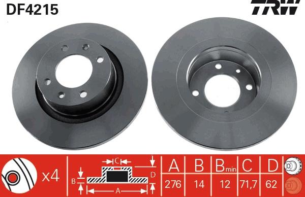 TRW DF4215 - Тормозной диск autospares.lv