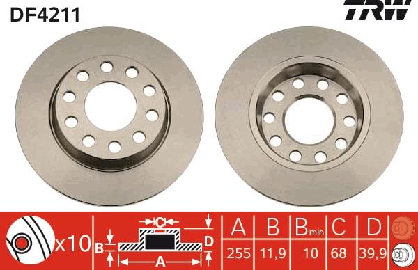 TRW DF4211 - Тормозной диск autospares.lv