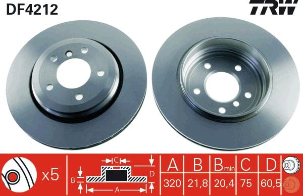 TRW DF4212 - Тормозной диск autospares.lv