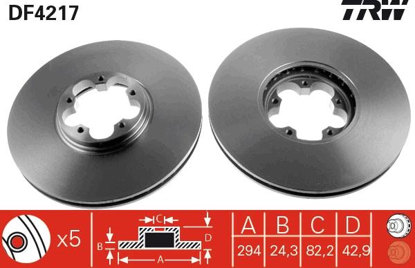 TRW DF4217 - Тормозной диск autospares.lv