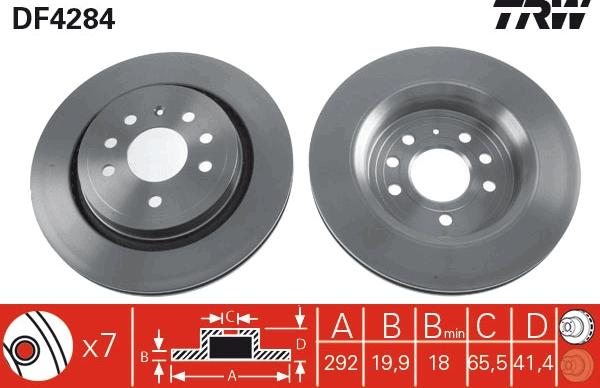 TRW DF4284 - Тормозной диск autospares.lv