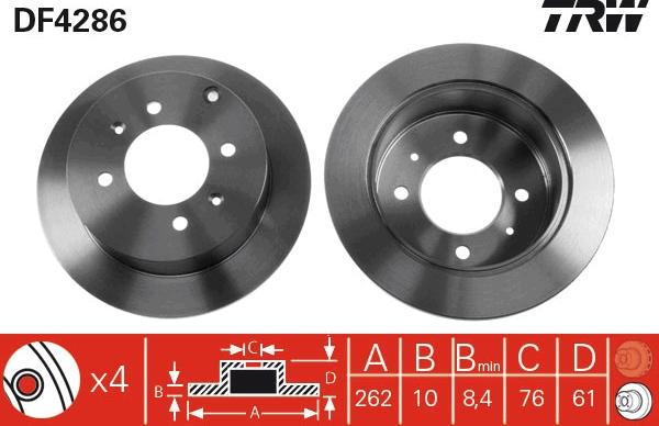 TRW DF4286 - Тормозной диск autospares.lv