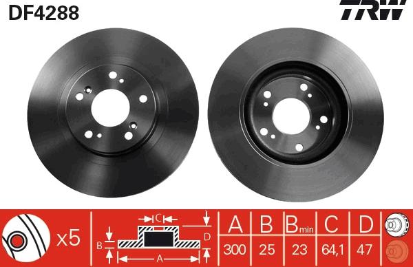 TRW DF4288 - Тормозной диск autospares.lv