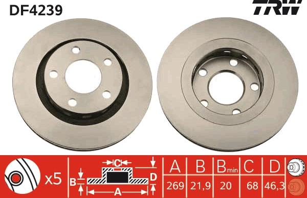 TRW DF4239 - Тормозной диск autospares.lv