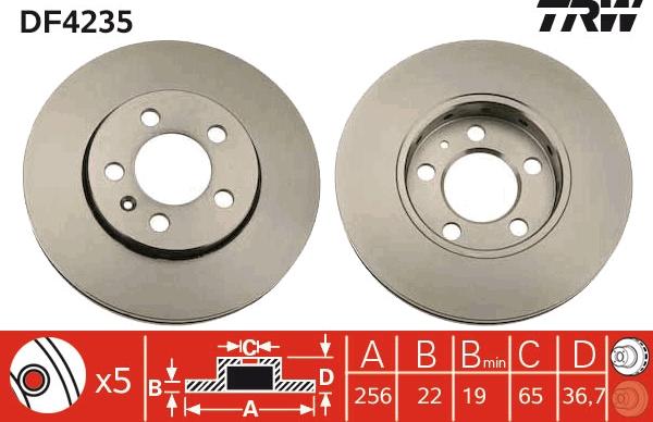 TRW DF4235 - Тормозной диск autospares.lv