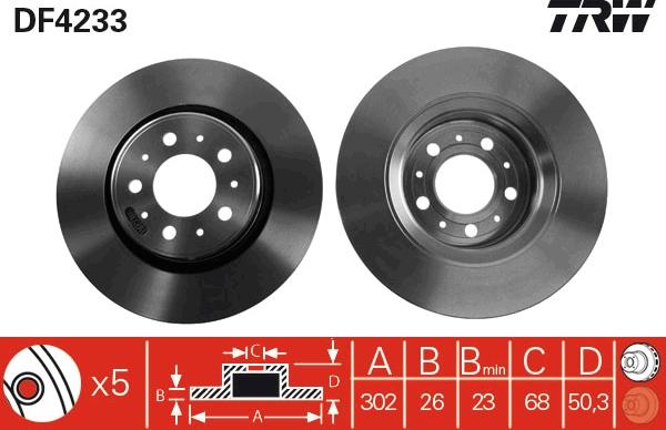 TRW DF4233 - Тормозной диск autospares.lv