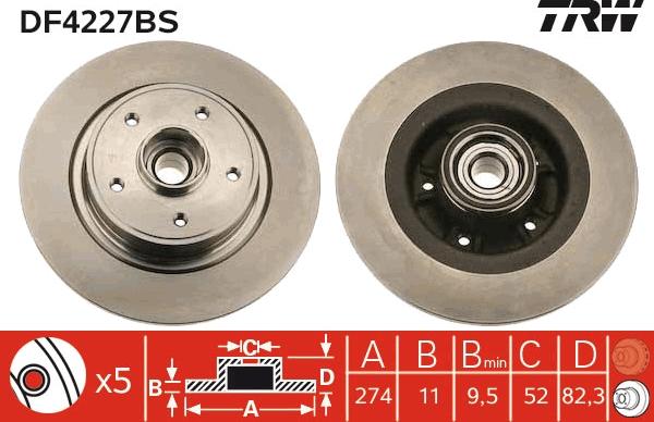 TRW DF4227BS - Тормозной диск autospares.lv