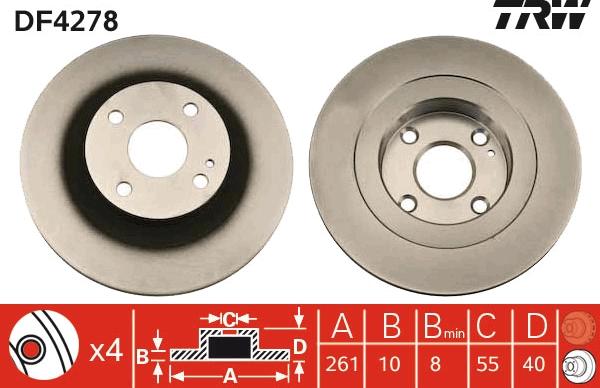 TRW DF4278 - Тормозной диск autospares.lv