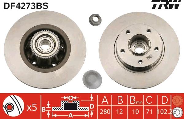 TRW DF4273BS - Тормозной диск autospares.lv