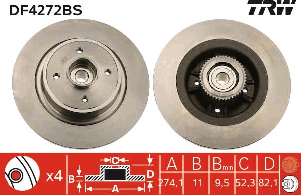 TRW DF4272BS - Тормозной диск autospares.lv