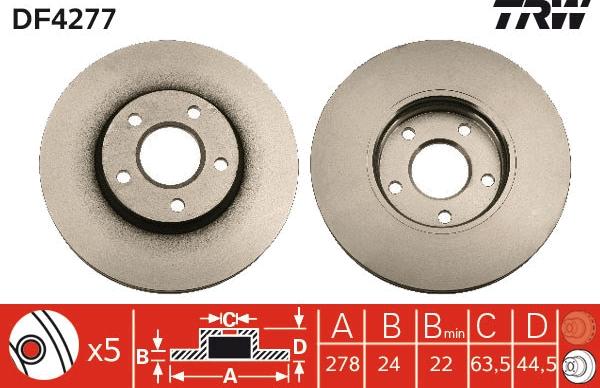 TRW DF4277 - Тормозной диск autospares.lv