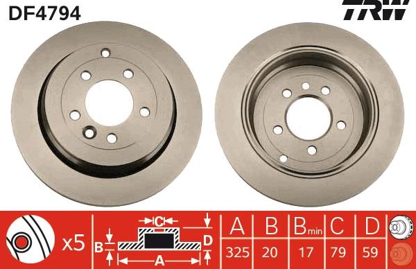 TRW DF4794 - Тормозной диск autospares.lv