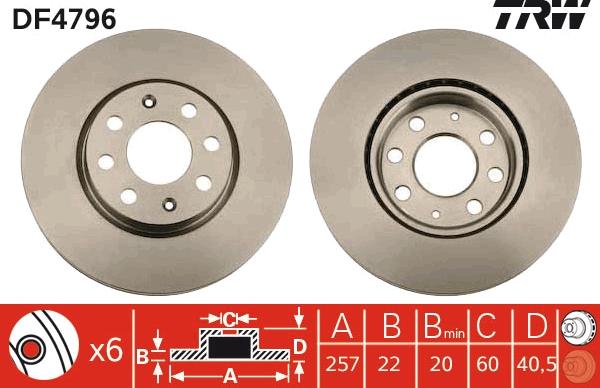 TRW DF4796 - Тормозной диск autospares.lv