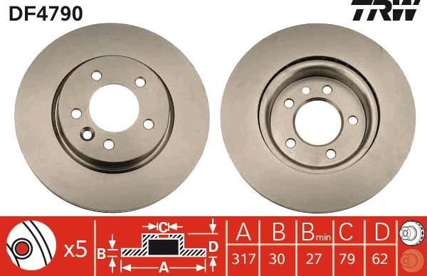 TRW DF4790 - Тормозной диск autospares.lv