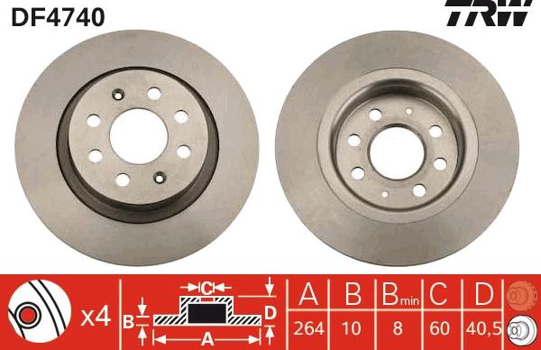 TRW DF4740 - Тормозной диск autospares.lv