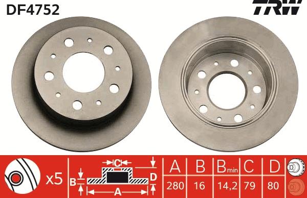 TRW DF4752 - Тормозной диск autospares.lv