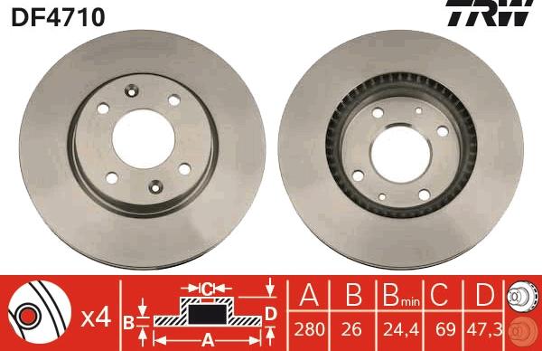 TRW DF4710 - Тормозной диск autospares.lv