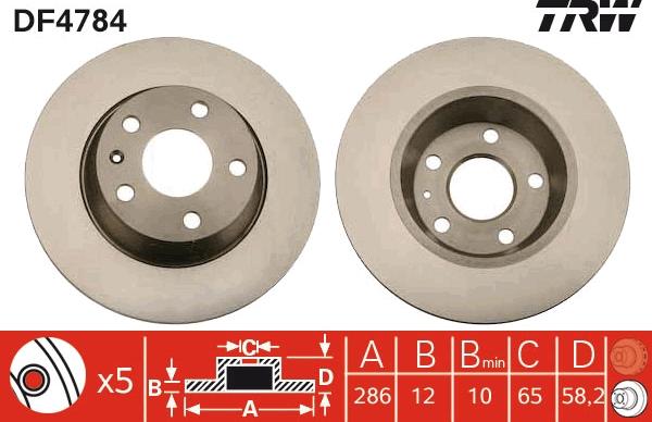 TRW DF4784 - Тормозной диск autospares.lv