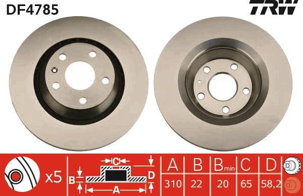 TRW DF4785 - Тормозной диск autospares.lv