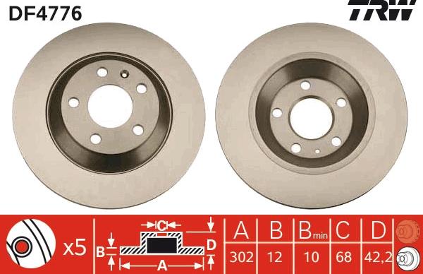 TRW DF4776 - Тормозной диск autospares.lv