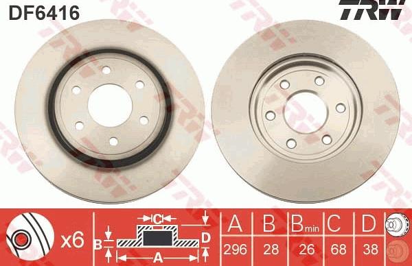 TRW DF6416 - Тормозной диск autospares.lv