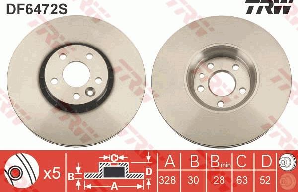 TRW DF6472S - Тормозной диск autospares.lv
