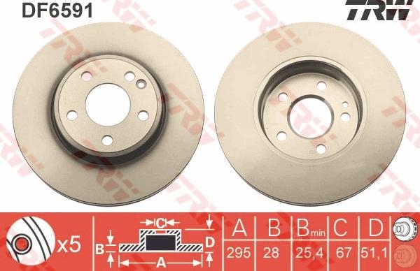 TRW DF6591 - Тормозной диск autospares.lv