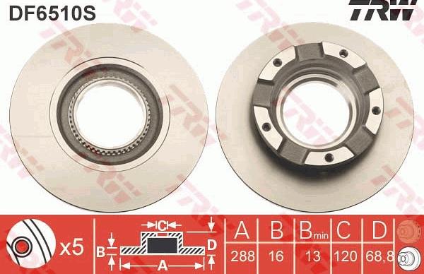 TRW DF6510S - Тормозной диск autospares.lv